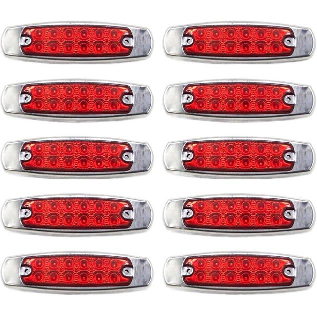 10pcs 12V 24V 12 LED Waterproof Side Marker Lights for Trucks, Trailers, Caravans, Buses, Boats - Clearance Lighting Solution(10x Yellow)