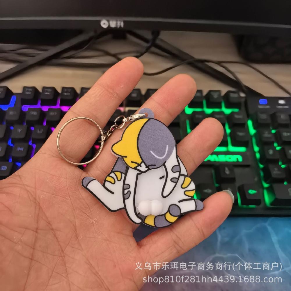 Creative Pull-Apart Cat Keychain - Cute Rotating Toy for Backpack and Bag Decoration