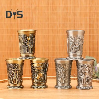 Food Grade 50ML Shot Cup Shock Resistance Zinc Alloy Comfortable Grip Egypt Drinking Cup Party Decor