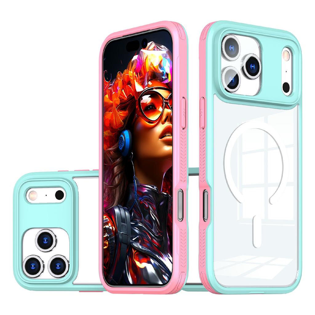 For iPhone 17 Pro Case Compatible with MagSafe TPU PC Clear Phone Back Cover