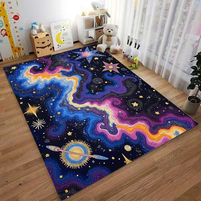 Galaxy Cosmic Stars and Nebula Pattern Decorative Area Rug Carpet Suitable for Use As an Anti-slip for Living Room Bedroom Sofas