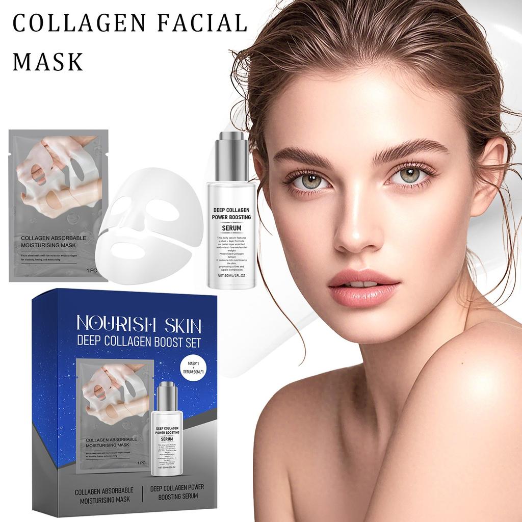 Collagen Set Firming And Moisturizing Care Set Enhancing Elasticity Moisturizing Collagen Mask Face Serum,30ML