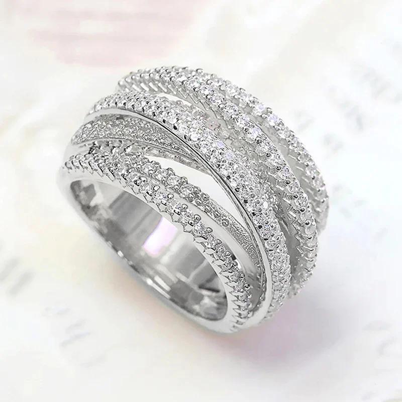

European and American exaggerated micro inlaid zircon ring, creative personality, avant-garde and exquisite, full of zircon tren 6