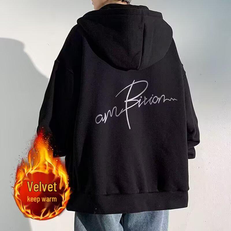 

Men s Heavyweight Cardigan Hoodie - American Trend, Spring/Autumn Style, Couple s Hooded Jacket. L