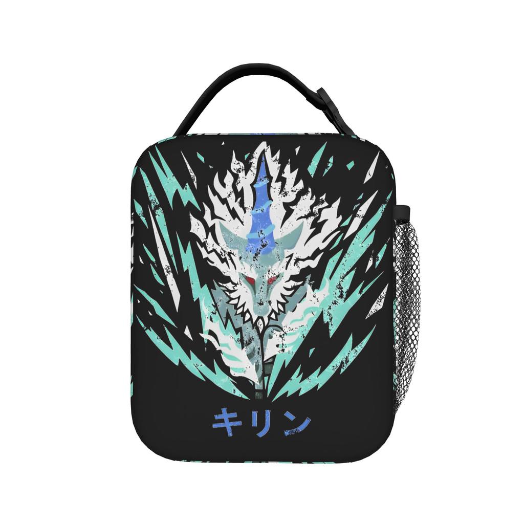 Monster Hunter World Kirin Kanji Icon Insulated Lunch Bags Thermal Bag Reusable,Meal Container Tote Lunch Box Bento Pouch