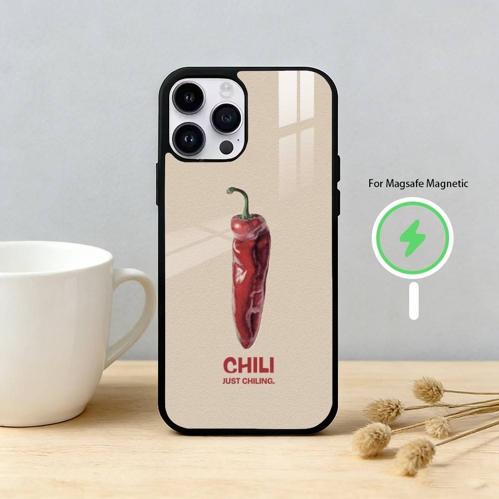 love red chili Phone Case For iPhone 17 16 15 14 13 12 Pro Max Plus for Mirror Wireless Magnetic Cover