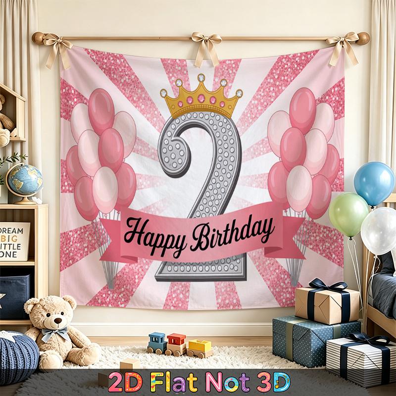 Party Backdrop Birthday Crown Pink Photo Booth Background Front Door Decor