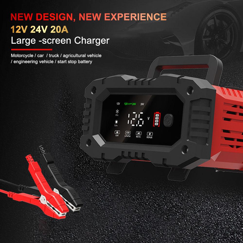 Lithium AGM GEL Lead-Acid LiFePO4 Battery Chargers 12V/24V Smart Charger Car Motorcycle Battery Charger Car Accessories 20A/10A