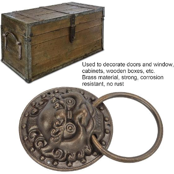 Tissting 3.7 x 5.5in Antique Bronze Lion Door Knocker,Antique Chinese Lion Head Door Rings Pull Handle Knobs for Decorate Doors,Window, Cabinets,