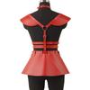 Women'S Pu Leather With Bra Space Costume, Space Back Sling, Gothic Bustle Sling, Holographic Leather Suit