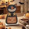 Modern Home Decor Accents Cute Halloween Black Cat Pumpkin Skull Decor Vintage Boo Wooden Minimalist Accessories Signs Tabletop Decoration