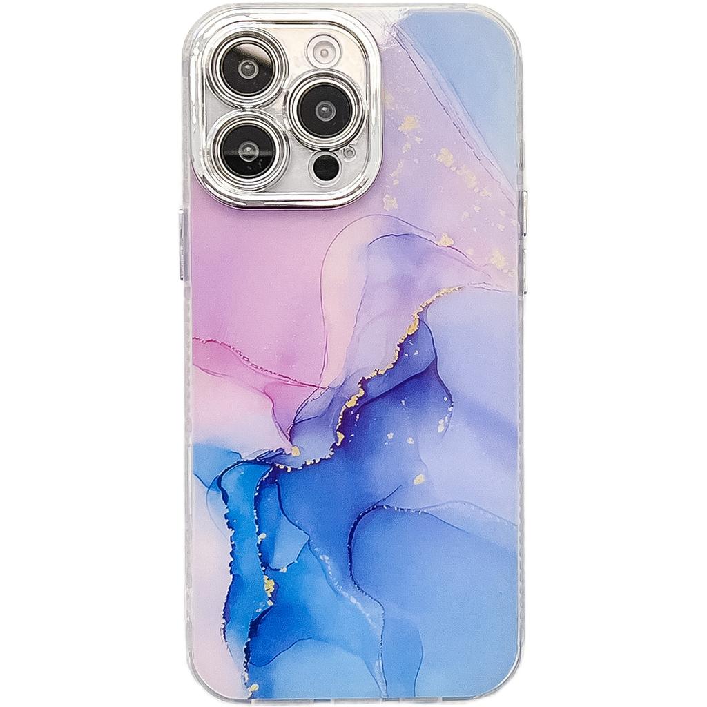 This Is A Fashionable and Light Luxury Electroplated Protective Case Suitable for IPhone16Promax with A Marble Texture