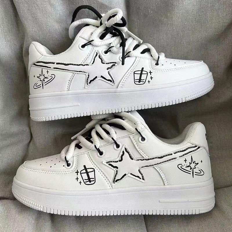 New Guochao High Street Retro Hong Kong Flavor Graffiti Rack Sports Style Platform Men's Shoes Student Board Shoes