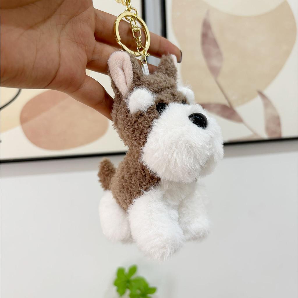Soft Schnauzer Plush Keychain Cute Dog Stuffed Toy For Bags