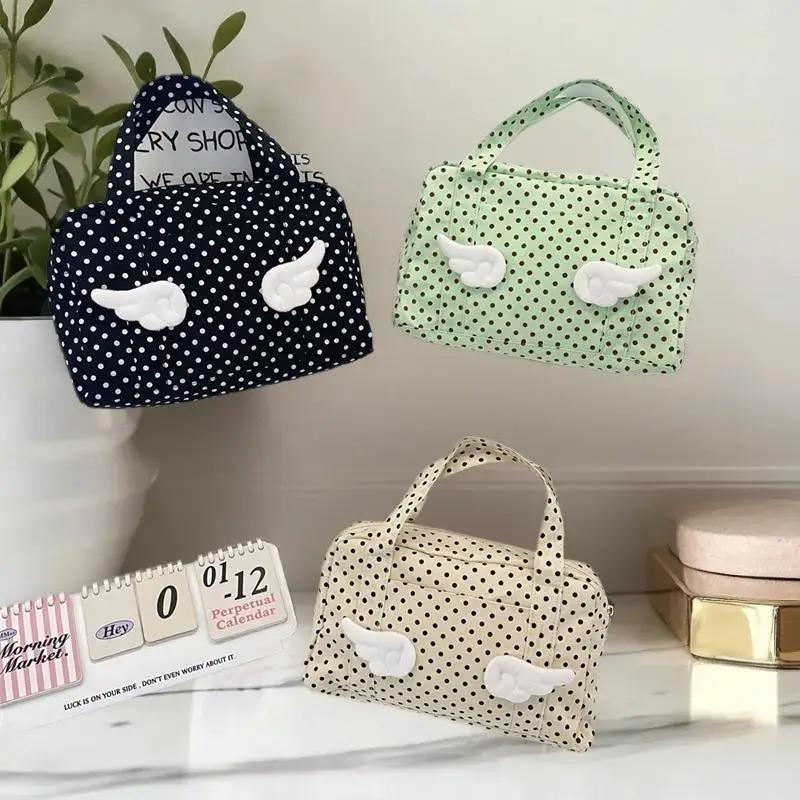 Charming Polka-Dotted Wing Bag; Makeup Holder; Vast Capacity Portable Hygiene Bag; Learner's Pack Girl Memento