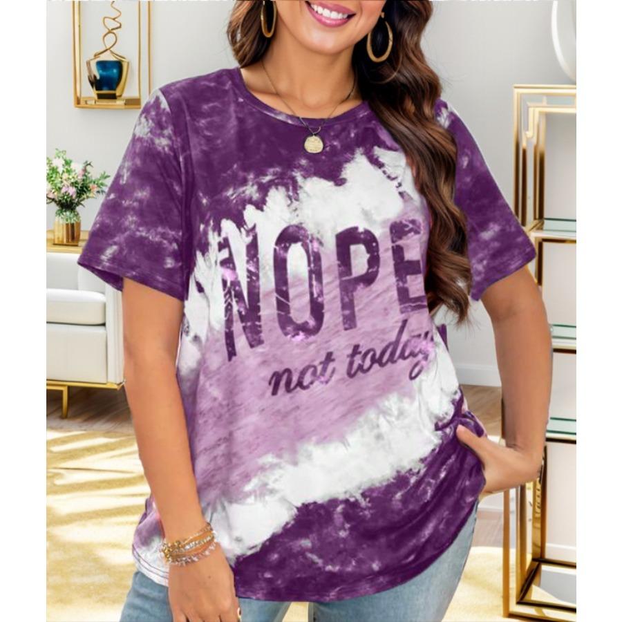 Plus Size 7XL Positioning Letter Printed Loose T-shirt Women O Neck Short Sleeve Tops