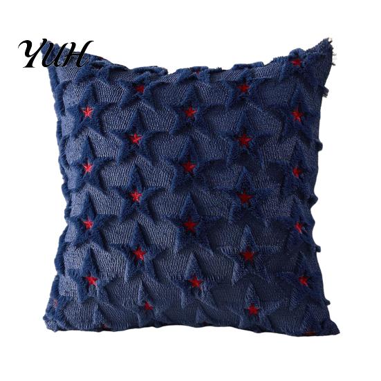 Cozy Sofa Pillow Covers Plush Throw Cover, Heart Embroidery Cushion Case with 3D Bowknot Jacquard, Romantic Room Decor Soft Fluffy Decorative