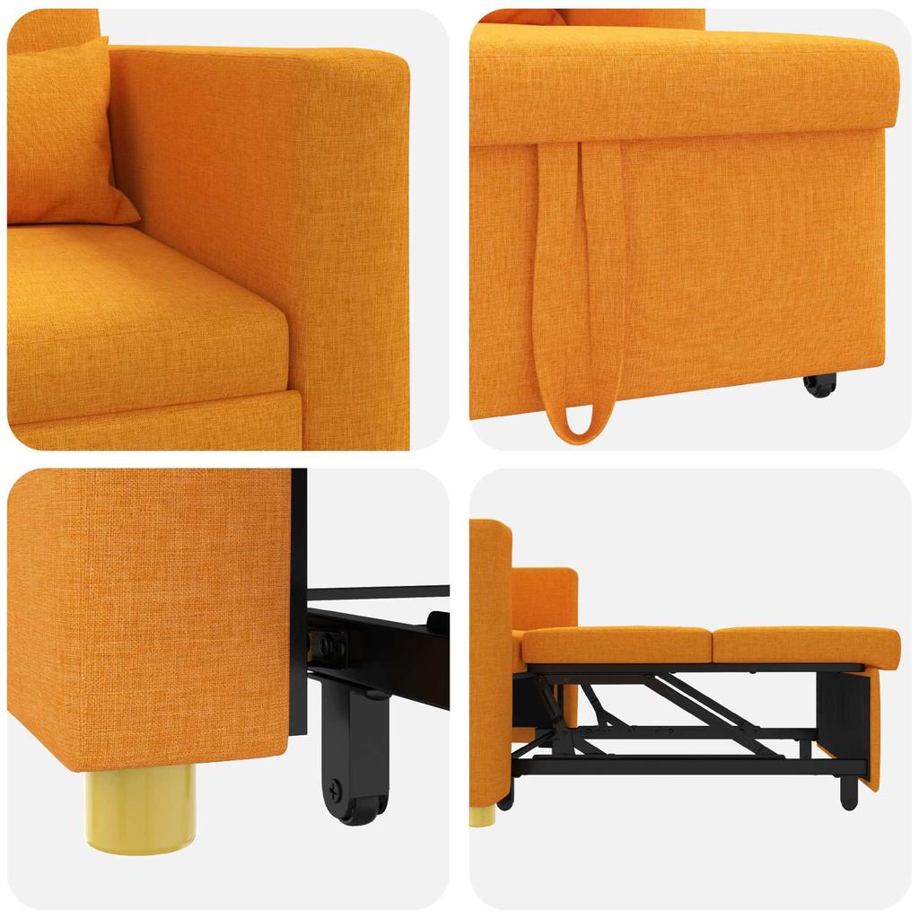 Extendable Sleeper Sofa Single Dark Yellow 90 x 165 x 87 cm
