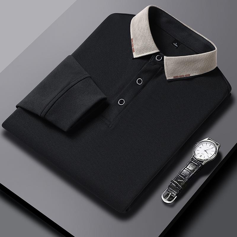 Autumn and Winter Versatile Bottoming Tops Business Casual Men's Long-sleeved POLO Fir Lapel T-shirt
