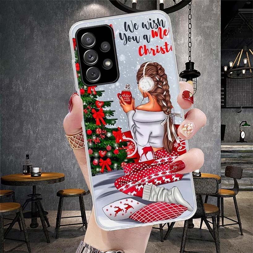 Christmas Girls Tree Gift Phone Case For Samsung Galaxy A13 A14 A15 A16 A17 A53 A54 A55 A56 A57 A33 A34 A35 A36 A37 A23 A24 A25