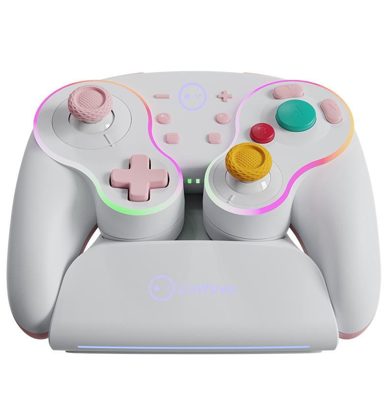 

LinYuvo Retro RGB Multicolor Light Wireless Gamepad для Nintendo Switch Pro с док-станцией для быстрой зарядки KS62