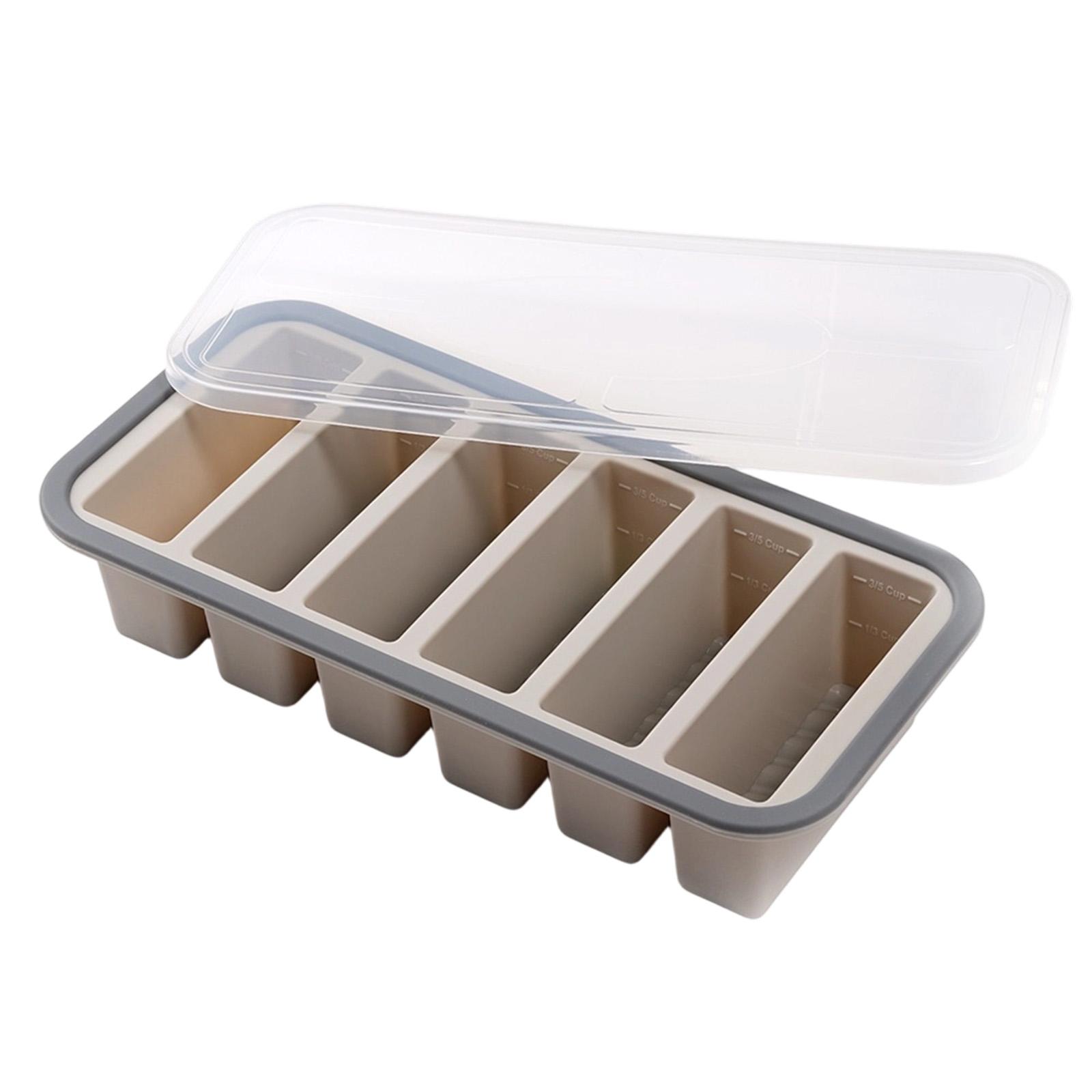 

Silicone Tray with Lid Large Rectangular Compartments Flexible Mold for Freezer Storage and Easy Release One Size
