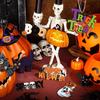 Gerrii 40 Pieces Halloween Ornaments Wooden Halloween Tree Decorations Pumpkin Ghost Witch Hat Skeleton Mini Hanging Ornaments with Rope for DIY