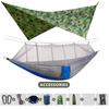 260x140cm Outdoor Double Camping Hammock with Mosquito Net and Rain Fly Tarp Lightweight Parachute Hammocks for Travel Hiking