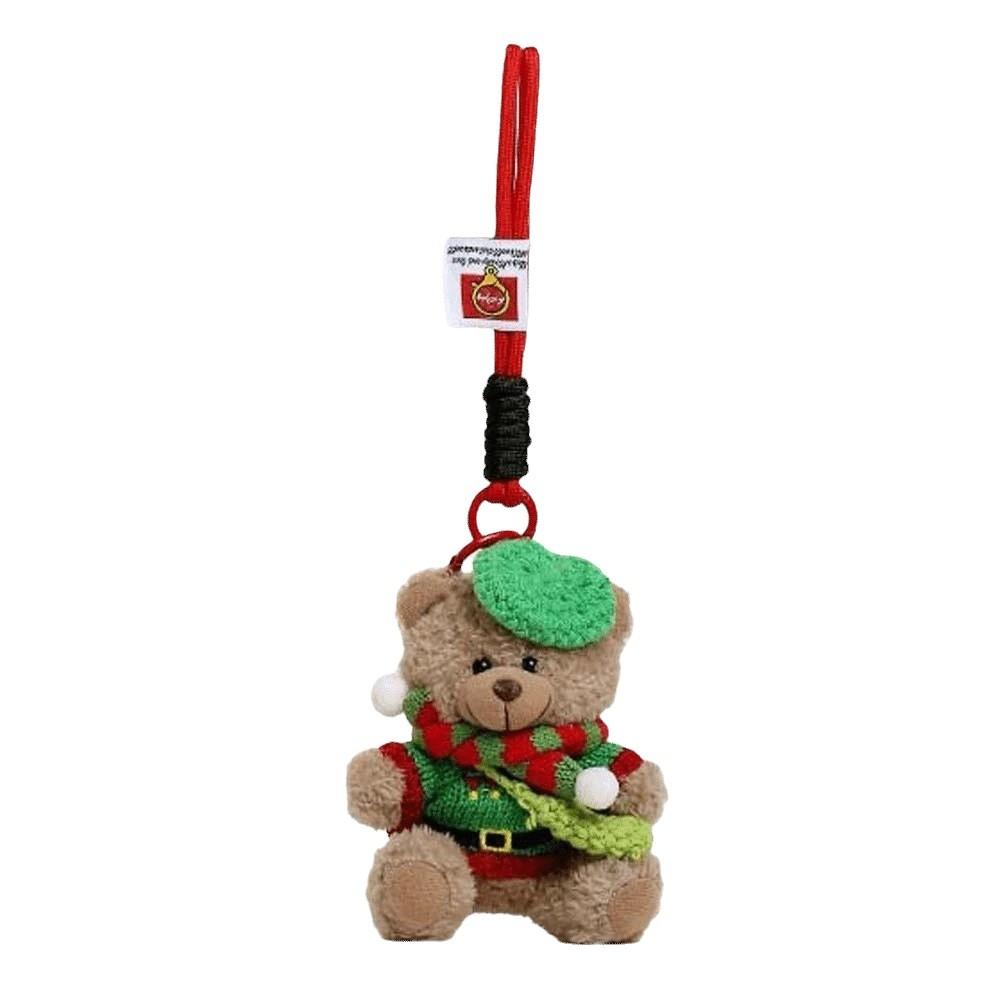 Soft Plush Christmas Bear Pendant Knitted Sweater Cartoon Bag Charm Festival Gathering