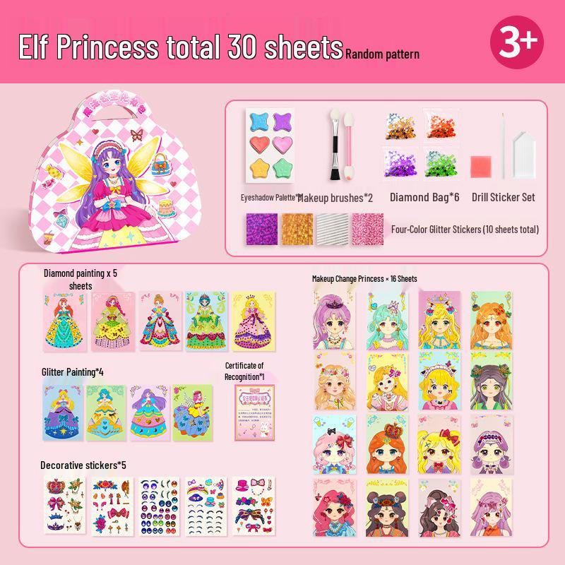 Princess Makeup Bag & Sticker Set - Cute DIY Dress-up Toy for Kids
