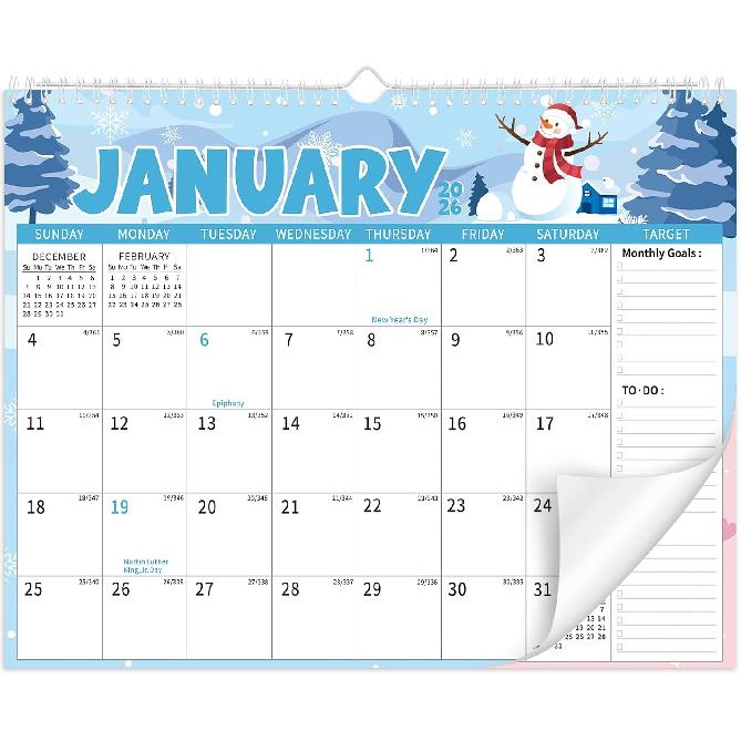 Wall Calendar 2026-2027, 18 Month Large Desk Calendar from January 2026 To June 2027 14.5" X 11.8" Monthly Calendar with Twin-Wire Binding for Home