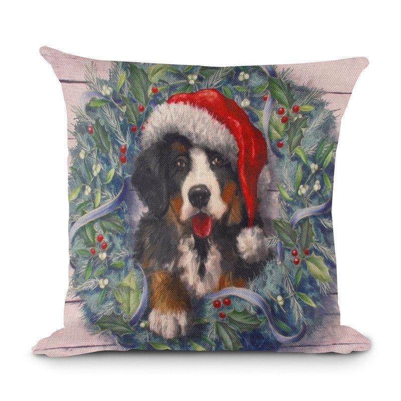 Luxurious 18'' Xmas Cotton Pillow Case Linen Cushion Cover For Merry Christmas Home Decoration