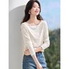 New Chinese Style Jacquard Off-Shoulder Long-Sleeve T-shirt