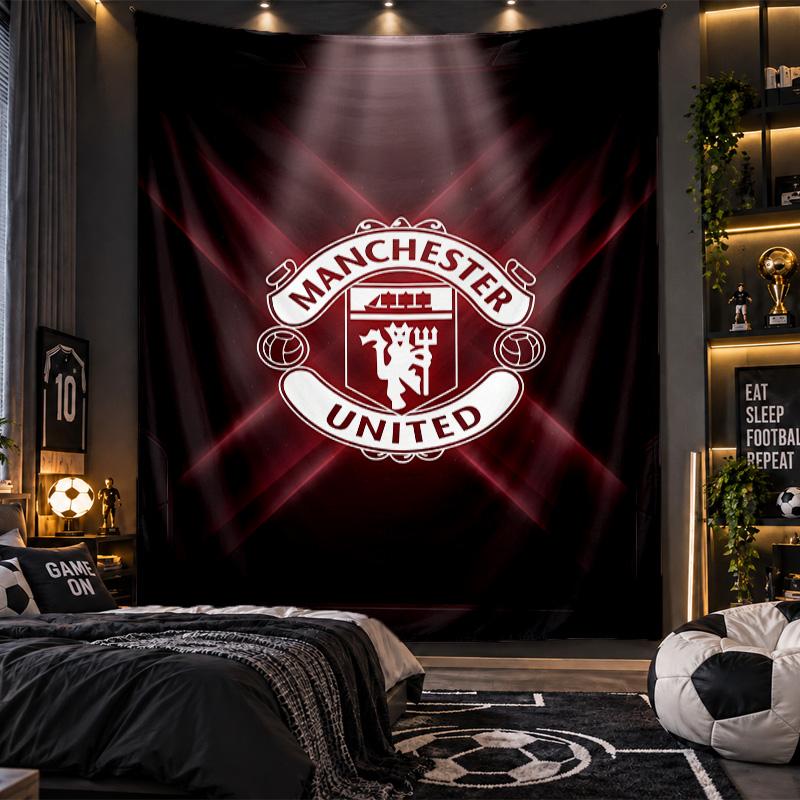 Arazzo da Appendere alla Parete Stampa Manchester United FC Tessuto per Soggiorno Camera da Letto Decorazione per la Casa