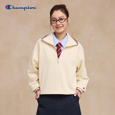 Felpa da donna con zip a mezza lunghezza e colletto polo