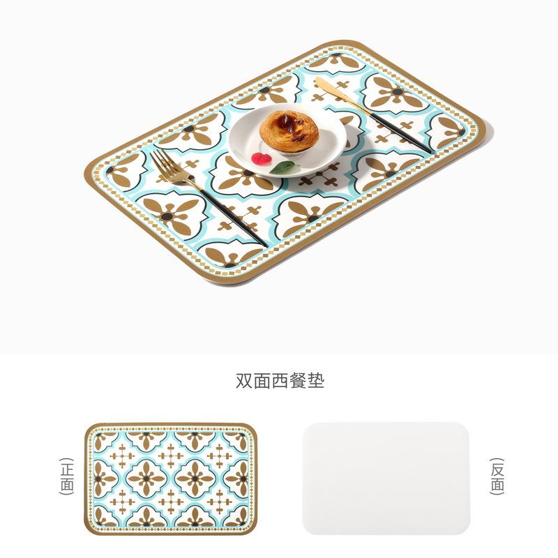 Vintage Floral PVC Leather Placemats Romantic Retro Dining Table Mats Heat Resistant Waterproof Washable Bowl Pads Home Decor