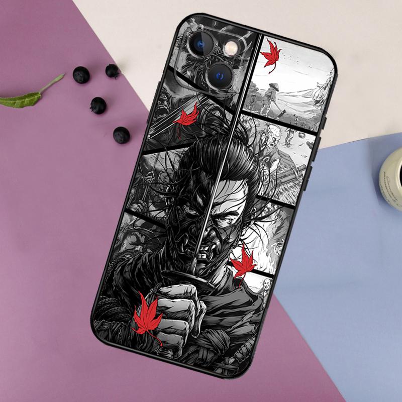 Japan Samurai Ninja Phone Case For iPhone 11 12 13 14 16 15 Pro Max Mini 7 8 Plus X XR XS Max Bumper Cases Cover