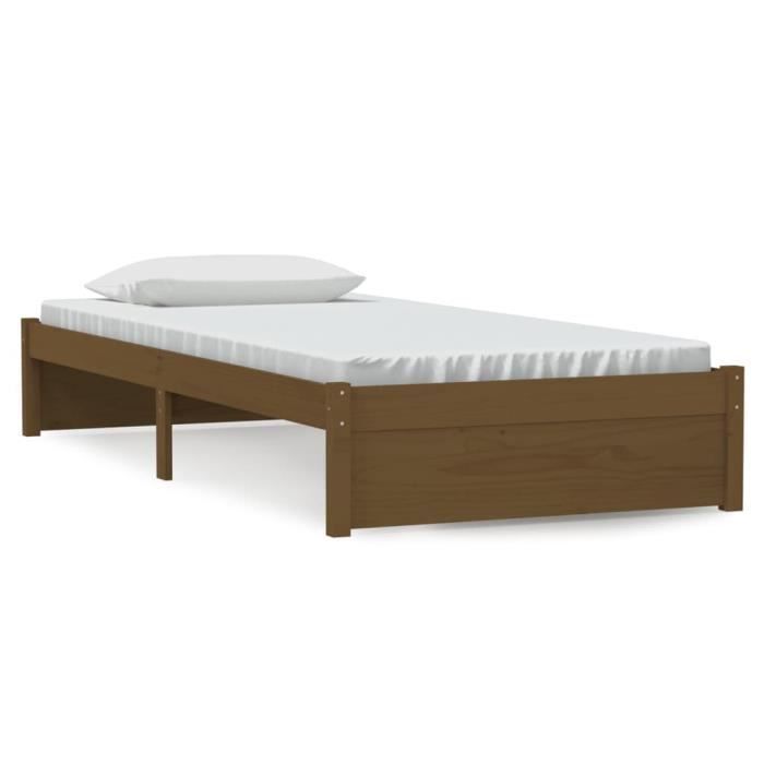 VidaXL Cadre de lit Marron miel Bois massif 90x200 cm 814937