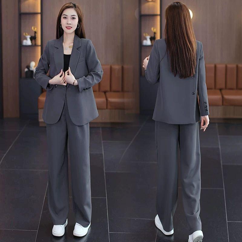 

Women s Casual Two-Piece Suit: Stylish Wide-Leg Pants & Blazer Set for Spring/Autumn 2026 M (Recommended 100-110 jin)