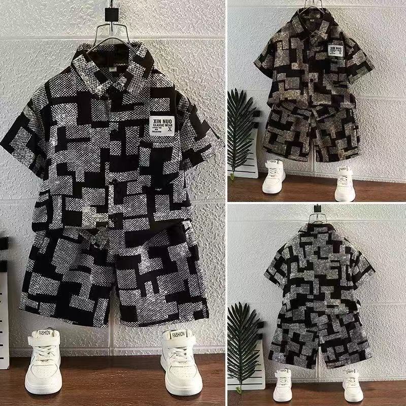Children's Set Children's Top and Bottom Clothes Set Two Pieces Summer Outfit for Kids Boys Loungewear Outfit