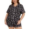 Set Pigiama Taglie Grandi per Donna, con Pantaloncini a Manica Corta Larghi e Comodi e Abbigliamento Casuale per la Casa.