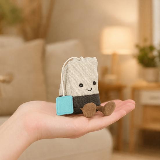 Yousheng Cute Tea Bag Plush Toy, Soft Stuffed Animal Doll for Kids, Funny Creative Plushie for Birthday Gift, Stress Relief