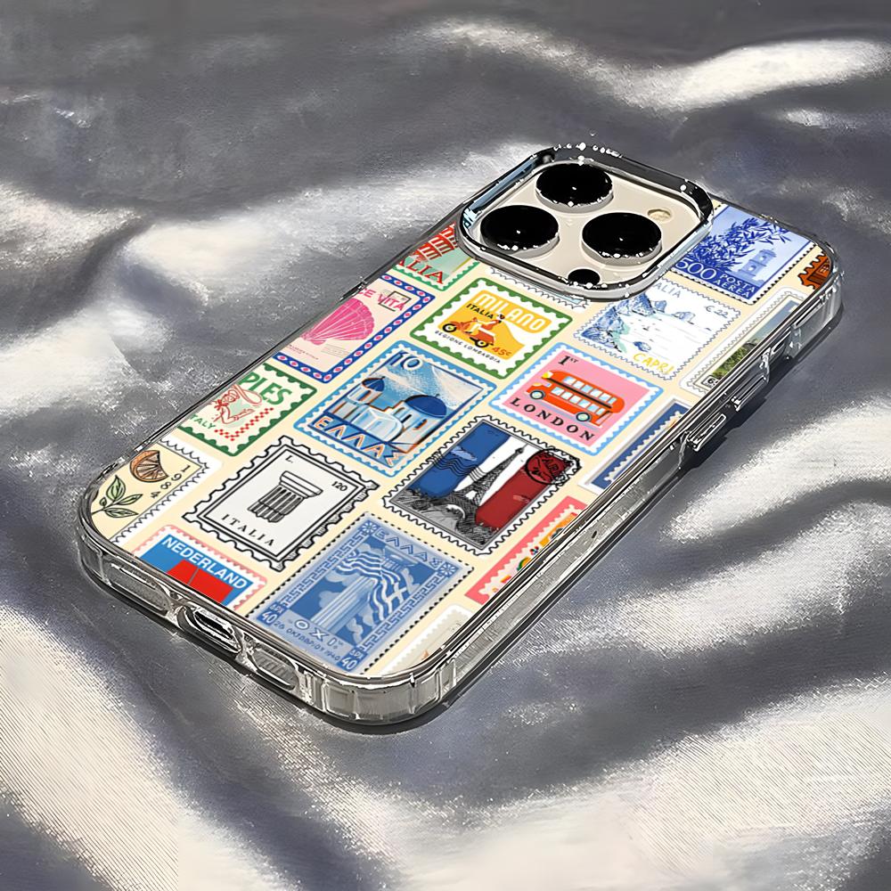 Latest Retro Stamp Creative Designs Phone Case For IPhone 17 Pro Max 16 15 14 Pro Max IPhone 13 Pro Max 11 Plus Transparent Cove