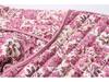 European & American Women's Floral Cotton Cardigan Jacket with Round Neck