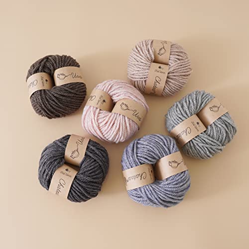 Knitworm Wool Yarn, 10 Balls, Chatty Melange, Extra Thick, 25g (Approx. 34m), 60% Acrylic, 40% Wool, Desert