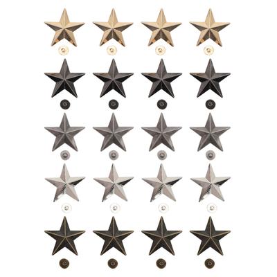 20 Set Borchie a Stella in Lega Stelle a 5 Punte Borchia Decorazioni per Pelletteria 31mm Oro Argento Nero