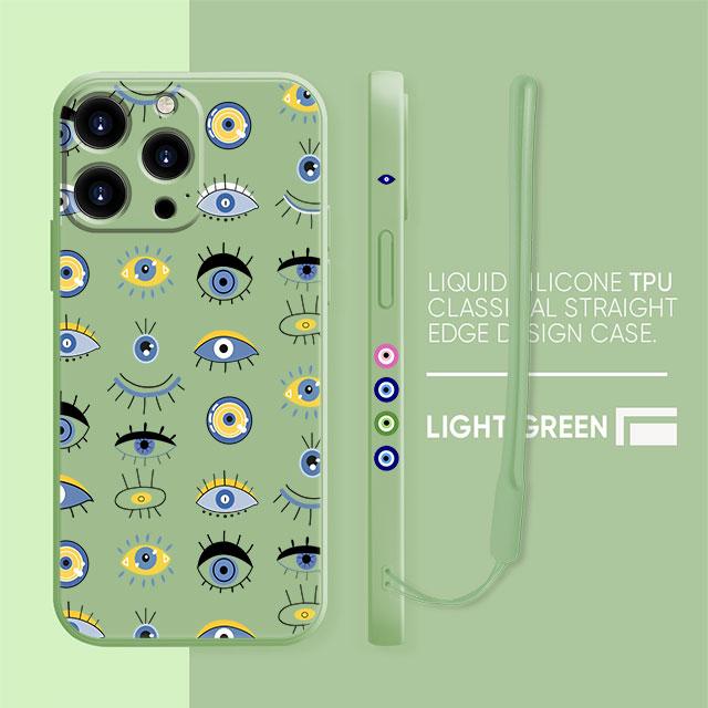 Custodia per Dolci Occhio Malvagio Blu e Oro Per iPhone 13 11 12 Pro Max 12 Mini X XR XS MAX SE 2020 7 8 6s Plus Silicone Quadrata Funda Capa