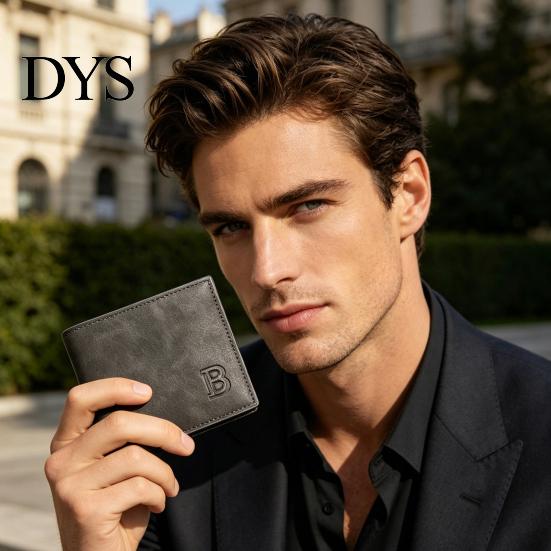 Pocket Short Wallet Men Bifold Minimalist with Zippered Coin Card Holder for Work Travel