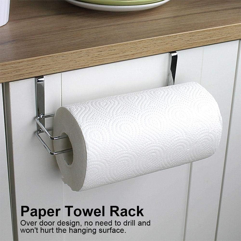 Sturdy and Durable Stainless Steel Kitchen Over Door Roll Paper Holder Paper Towel Rack Hanger