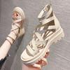 22 Summer New Sandals Rear Zipper Cross Strap Student Platform High Top Muffin Cool Boots Fashion Women's Shoes